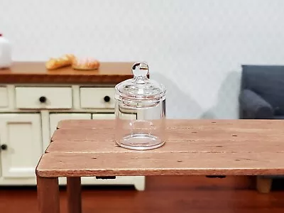 Dollhouse Candy Jar Empty Glass With Lid Short Wide For Miniature Shop Kitchen • $4.49