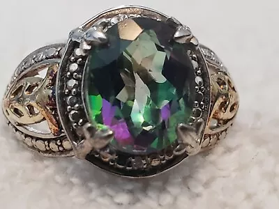 Mystic Topaz 14k Accent Over Sterling Silver Ring - Size 8 • $34.88