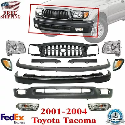 Front Bumper Kit Primed + Grille + Headlights For 2001-2004 Toyota Tacoma 2WD • $402.74