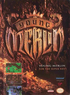 Young Merlin Super Nes Snes Game Ad 1990S Vtg Print Ad 8X11 Wall Poster Art • $12.49