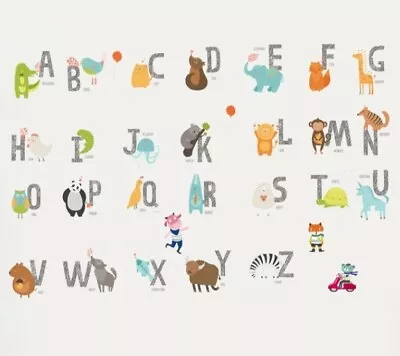 Alphabet Wall Stickers Chart Animals Mural  • £3.99