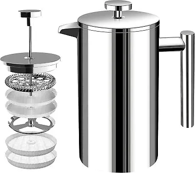 French Press Coffee Maker304-Grade Stainless Steel-2 Extra Filter Utopia Kitchen • $30.45