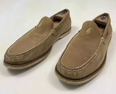 Polo Ralph Lauren Blackley Shoes Men 10 D Brown Suede Slip On Loafers Boat Logo • $39.95