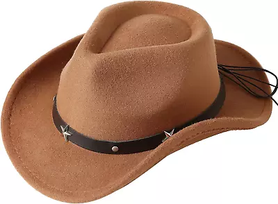 Kids Girls Boys Western Cowboy Cowgirl Hat With Buckle Belt Felt Fedora Hat • $44.79