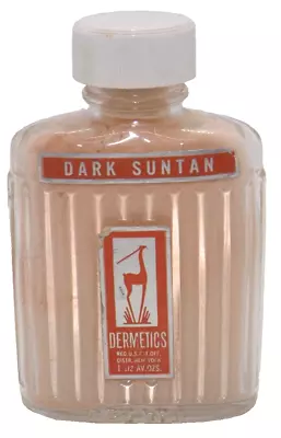 Vintage 1950's Dark Suntan Face Powder Dermetics Rare 1 1/2 Avg Oz. • $16.95