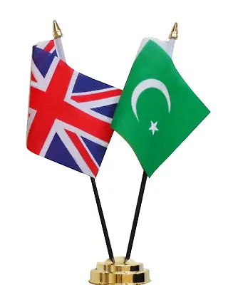United Kingdom & Pakistan Double Friendship Table Flag Set • £9