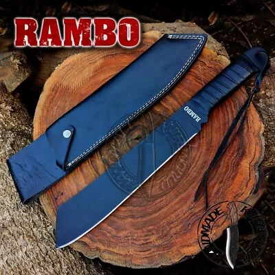 Rambo 4 Machete Handmade Black Powder Coatted Movie Replica Machete Knife 18'' • $99
