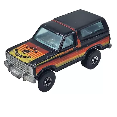 Vintage Hot Wheels Mattel Ford Bronco Black W/Chrome Motorcycle 1980 Hong Kong • $14.99