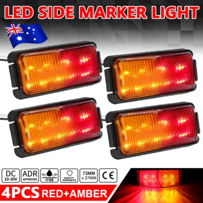 $20.95 • Buy 4PCS Clearance Lights LED Side Markers Lamp Trailer Truck Caravan Red Amber 12V