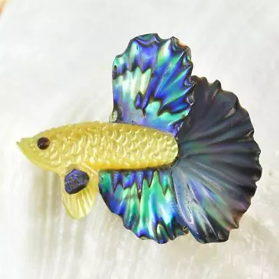 Siamese Fighting Fish Betta Iridescent Multicolor Shell Carving 2.71 G Drilled • $39.95