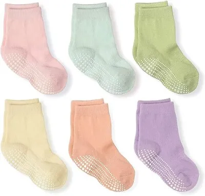 6 Pairs Baby Non Slip Socks Toddler Grip Newborn Non Skid Kids Boy Girls Infants • £6.49