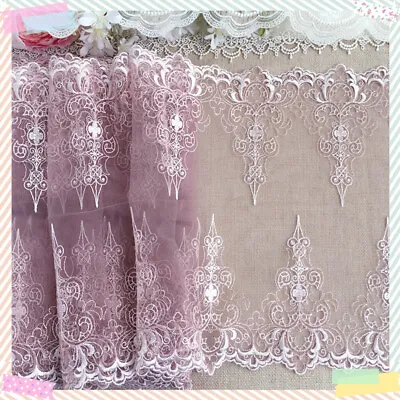 1M Plum Blossom Palace Embroidery Bilateral 27cm Purple Lace Trim Applique Sew • $7.99