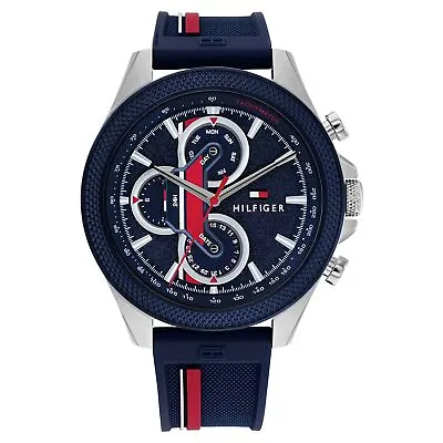 Tommy Hilfiger Multi-Colour Silicone Navy Dial Multi-function Men's Watch - 1... • $263