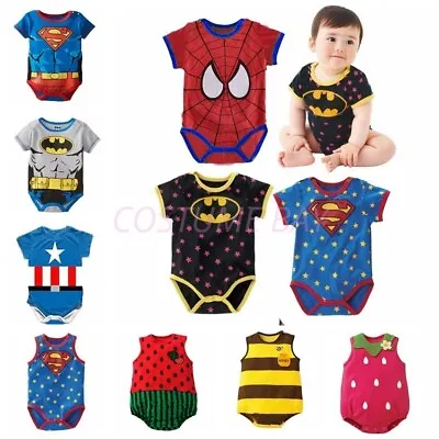 Boys Girls Baby Romper Superhero Superman Batman Bodysuit Cotton Outfit Costume • $15.95