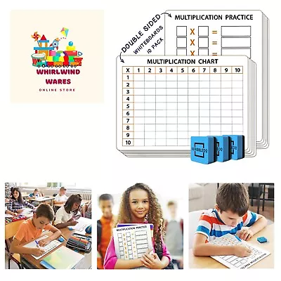 10 Pack Dry Erase Multiplication Chart White Board 9  X 12  Multiplication Ta... • $54.99