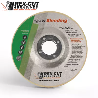 REX-CUT Abrasives 245042 4-1/2x1/4x 7/8 Cotton Fiber Grinding & Blending Wheels • $19.50