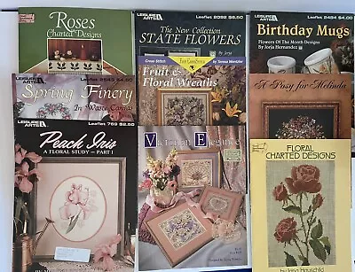 9 Vintage Floral Flowers Cross Stitch Books Leaflets • $5