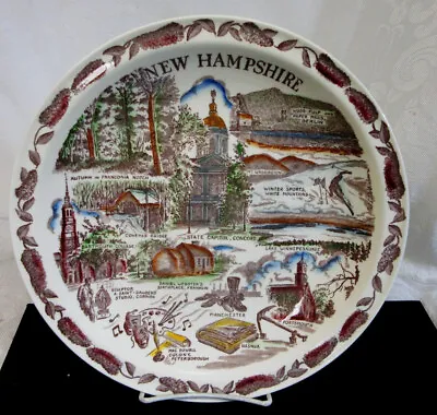 VERNON KILNS  NEW HAMPSHIRE Colorful PLATE W POINTS Of INTEREST    10 1/4  • $19.99