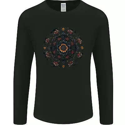 Mandala Flowers Gothic Goth Mens Long Sleeve T-Shirt • £11.99