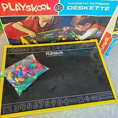 Vintage 1971 Playskool Deskette Magnetic Colorful Numbers Letters Alphabet Box • $27.97