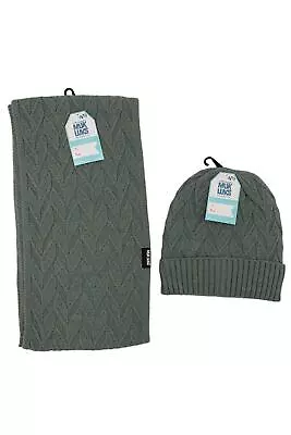 MUK LUKS Cozy Yarn Fleece Lined Beanie And Infinity Scarf Mint • $17.49