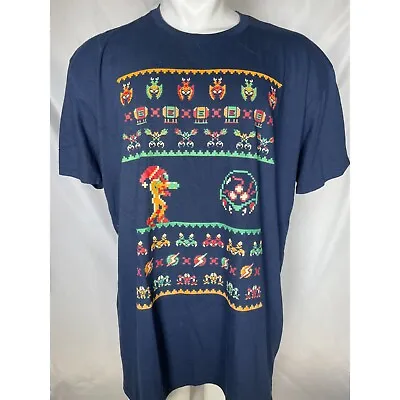 Metroid Nintendo NES 8 Bit Samus Blue Classic Gamer T-Shirt Men's XXL • $14.99