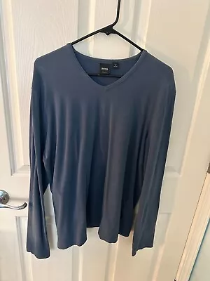 Euc Men's Hugo Boss Long Sleeve Pullover Shirt Sweater Size Xl Slim Fit Purple L • $20