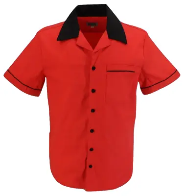 Mens Retro Red Rockabilly Bowling Shirts • £29.99