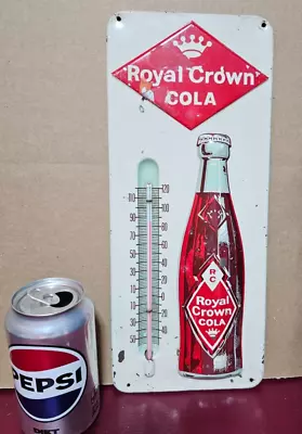 Original Vintage Royal Crown Cola Sign Metal Thermometer Embossed 13.5  • $249.95