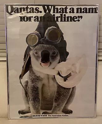 QANTAS AIRLINES AUSTRALIA Vintage Travel Poster 29” X 23” KOALA • $169.99