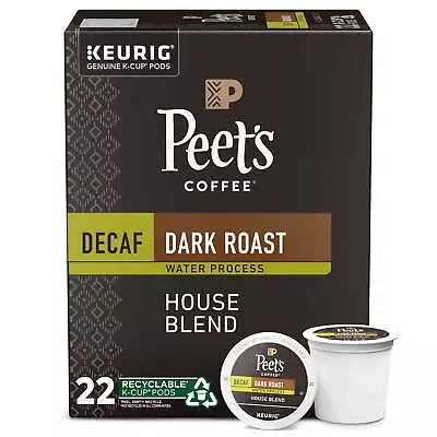 Peet's Coffee Decaf House Blend K-Cup Coffee Pods Premium Dark Roast 22 Count • $17.12