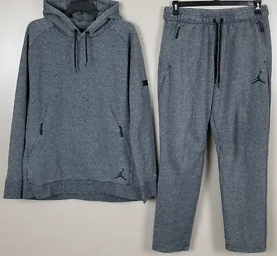 Jordan Fleece Sweatsuit Hoodie + Pants Suit Set Dark Grey Black Rare (size Xl) • $143.99