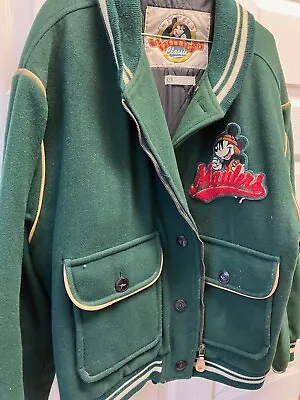 $99.99 • Buy Vintage Disney Mickey Mouse Pigskin Classic Wool Blend Jacket Football Adult XL