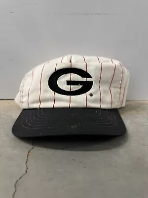 Vintage  Georgia Bulldogs Pinstripe Snapback Hat White Red Football 90’s SEC • $29.99