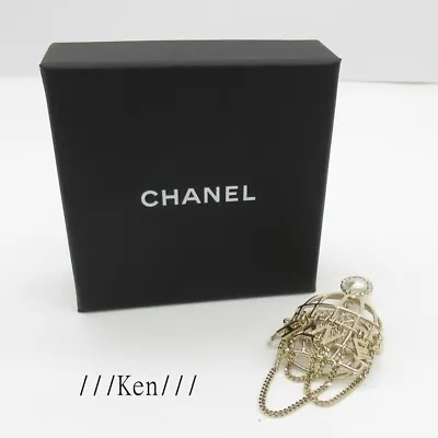 CHANEL Brooch AUTH Coco Chain Logo Rare Vintage Pin CC Gold B23V 55mm XB23V • $1490.99