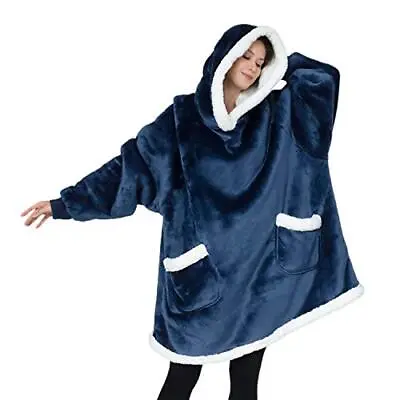  Wearable Blanket Hoodie Gifts For Women Men Kids - Hooded Blanket Adult Navy • $69.73