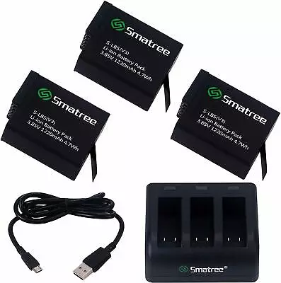 $42.95 • Buy GoPro HERO7 Black 6 5 4 3 3+ Battery, USB Charger Dual/Triple Smatree HERO Kit 