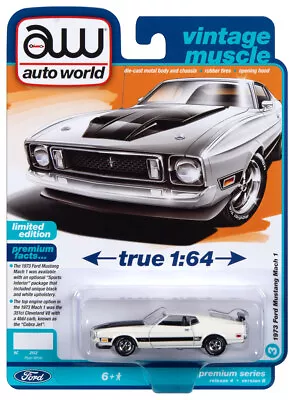 Auto World 64422 Vintage Muscle 1:64 1973 Ford Mustang Mach 1 White Series B • $12.49