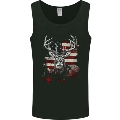 An American Deer With Flag USA Hunting Mens Vest Tank Top • £10.99