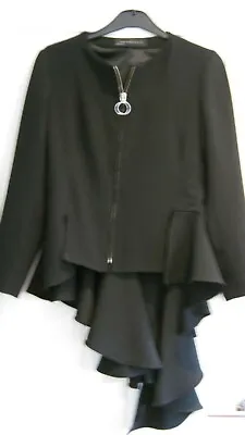 Zara Black Stunning Statement Fish Tail Jacket Size 8 • £9