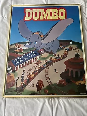 Vintage 1980's Walt Disney Dumbo Poster  Biggest Little Show On Earth  Framed • $65