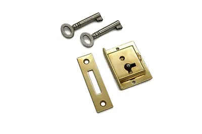 Half Mortise Lock Furniture Cabinet Lock Petite Box Lock Solid Brass - 2 Keys  • $34.95