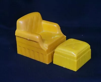 Vintage Marx Dollhouse Yellow Chair & Ottoman. 2  Wide READ NOTE • $3.99