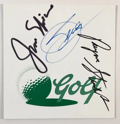 £300 • Buy Seve Ballesteros, Payne Stewart & Jack Nicklaus Signed Golf Card 4x4 