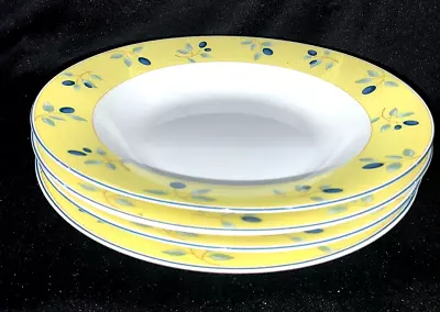 £19.46 • Buy 4 Royal Doulton 2005 Blueberry 8 1/2  Rim Soup Bowls Yellow Blue White Excellent