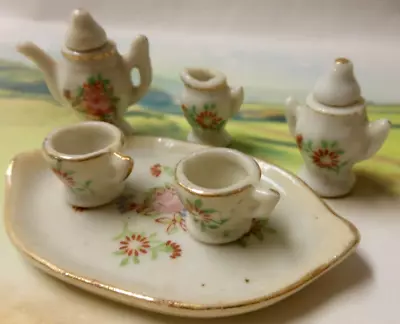 Miniature Tea Set 2 Cups Creamer Pot Tray Made In Occupied Japan 1950S • $13.80