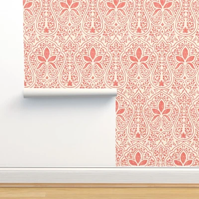 £33.61 • Buy Removable Water-Activated Wallpaper Coral Batik Indian Inspired Weathered Look