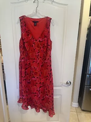 Venezia Women’s Vintage Red Floral Asymmetrical Sleeveless Dress Plus Sz 18/20 • $55