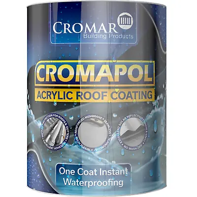 £41.75 • Buy Cromapol Acrylic Roof Paint Sealant Waterproof Liquid Roofing Coat Membrane 5kg 