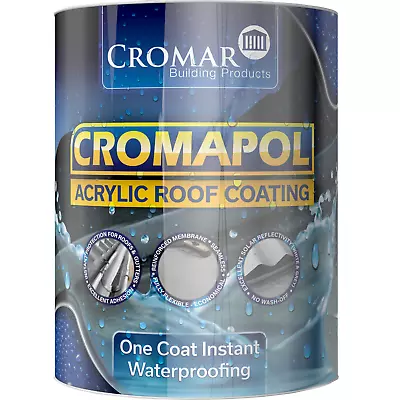 £41.75 • Buy Cromapol Acrylic Roof Paint Sealant Waterproof Liquid Roofing Coat Membrane 5kg 